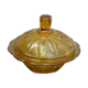 Bonbonniere en verre jaune ocre ancienne