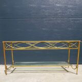 Gold metal and glass coffee table