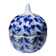 Small blue and white hand-painted vintage Chinese porcelain jewellery box.