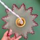 Vintage frosted glass pendant lampshade, half pink, half transparent