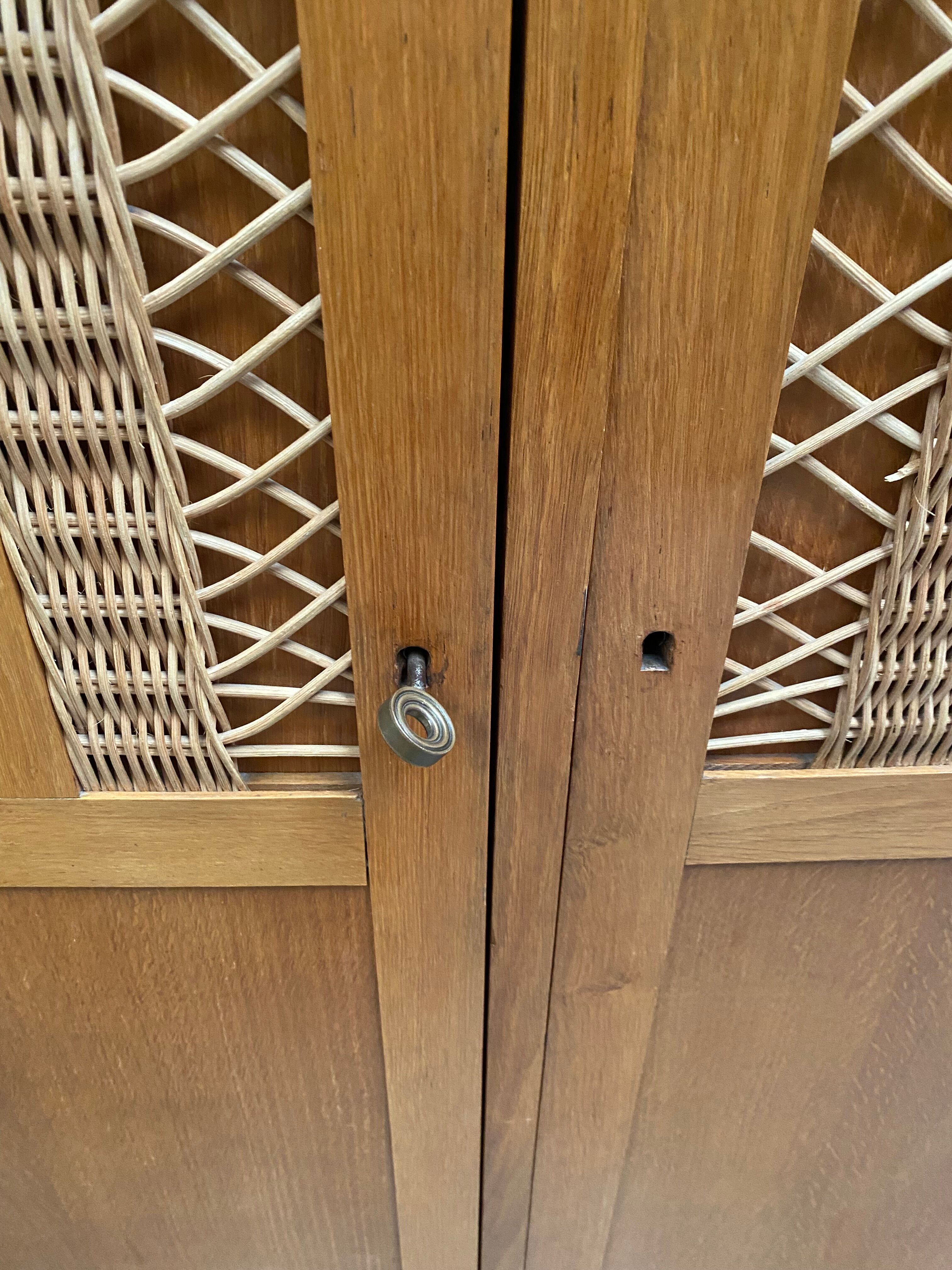 Wood and rattan cabinet