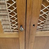 Armoire bois et rotin