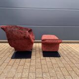 Artifort Ribbon chair by Pierre Paulin + Ottoman, Pierre Frey fabric