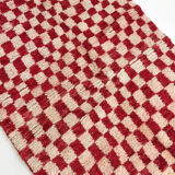 Moroccan Berber carpet boujaad ecru with red checkers 155x105cm