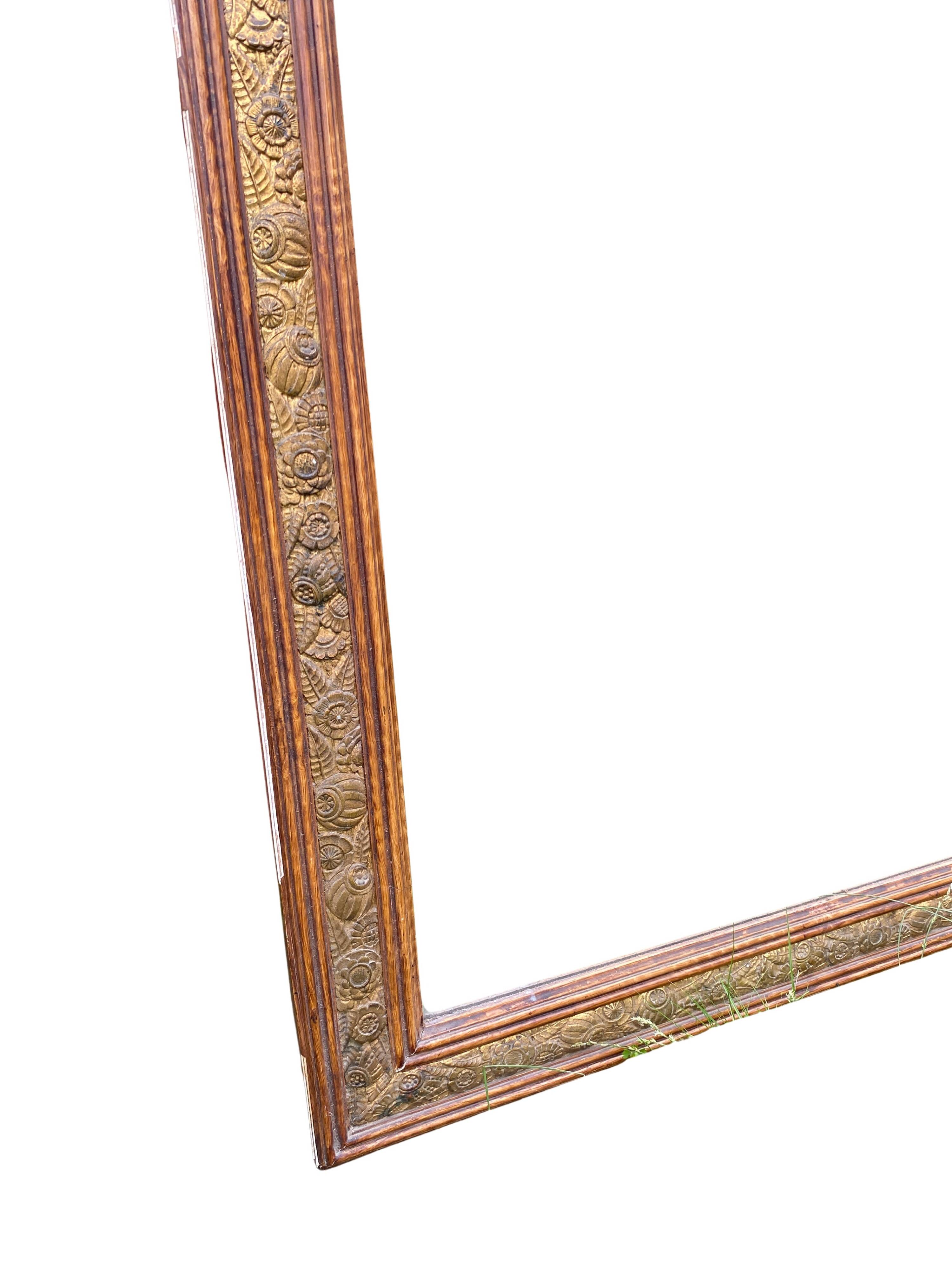 Large gilded wood mirror, Louis XVI - Art Nouveau transition style, mirror