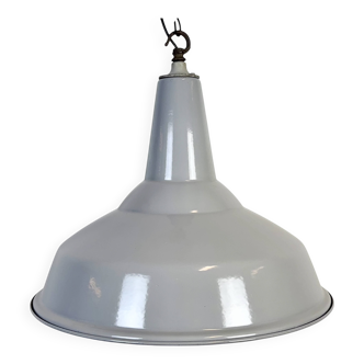 Large Industrial British Grey Enamel Pendant Lamp from Benjamin, 1960s