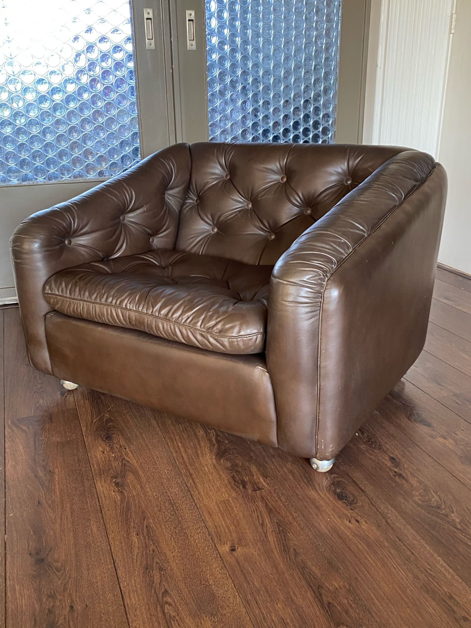 Vintage leather armchair C610 by Geoffrey Harcourt for Artifort, 1960s