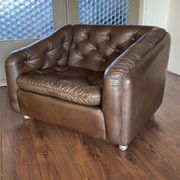 Vintage leather armchair C610 by Geoffrey Harcourt for Artifort, 1960s