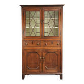 Antique 18th-century Welsh/English oak bookcase/buffet with original glass