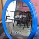 Blue pine oval mirror 50x67cm