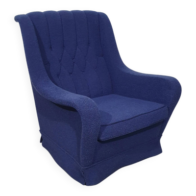Fauteuil gracieux / laine bouclée / années 70