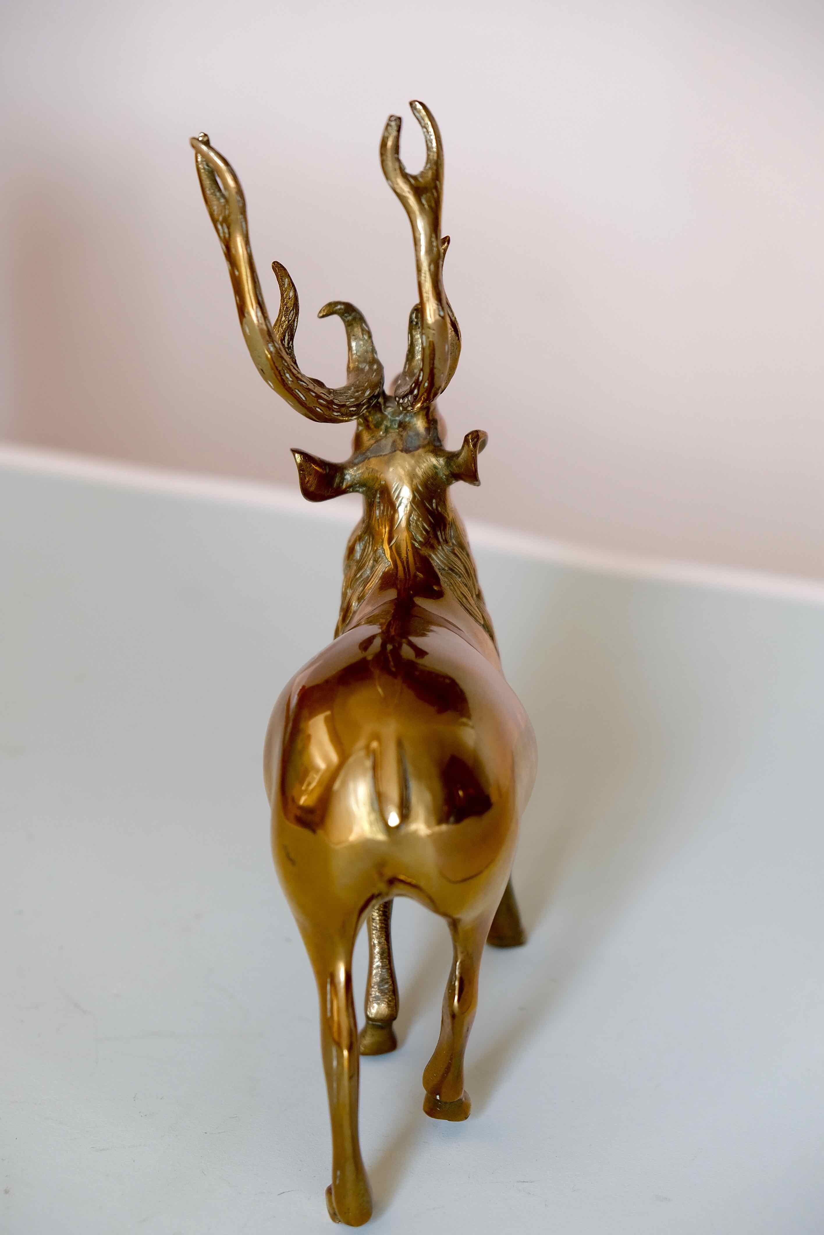 Vintage solid brass stag from the 1950s