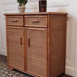 Commode rotin et bambou