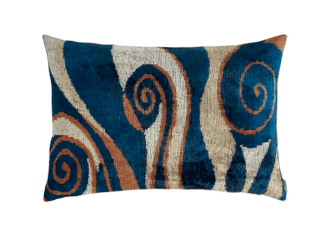 Ikat silk velvet cushion 40x60