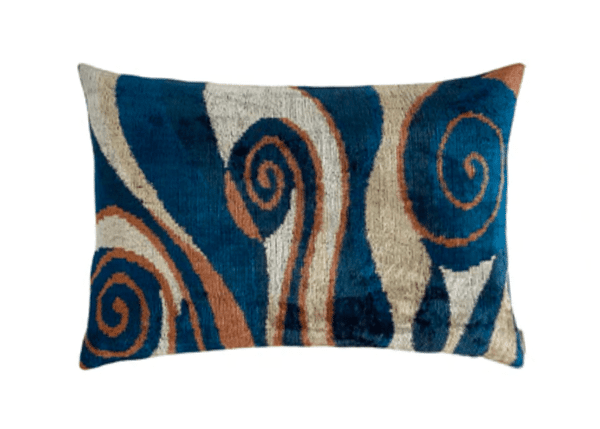 Coussin velours soie ikat 40x60