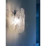 Set of Two Transparent “Ricci” Murano Glass Wall Sconces in Mazzega Style