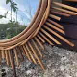 Vintage rattan sun mirror
