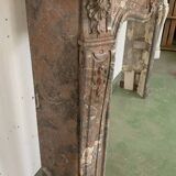 Louis XV style fireplace in red breche marble 19th century