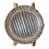 Lancel crystal ashtray with gold golf pattern