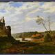 Ancien tableau ecole française pastorale bateau