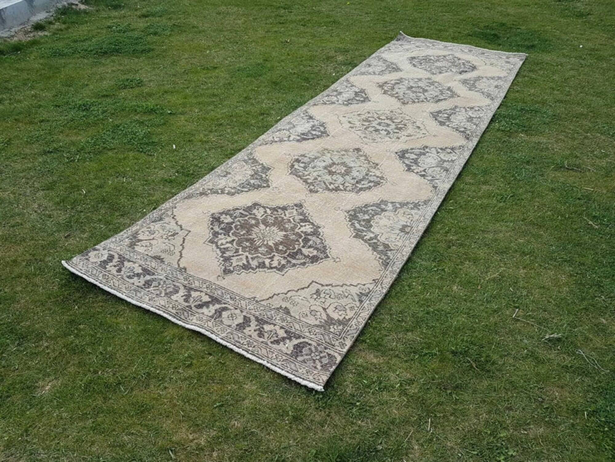 Vintage Turkish hallway rug 119x395 cm