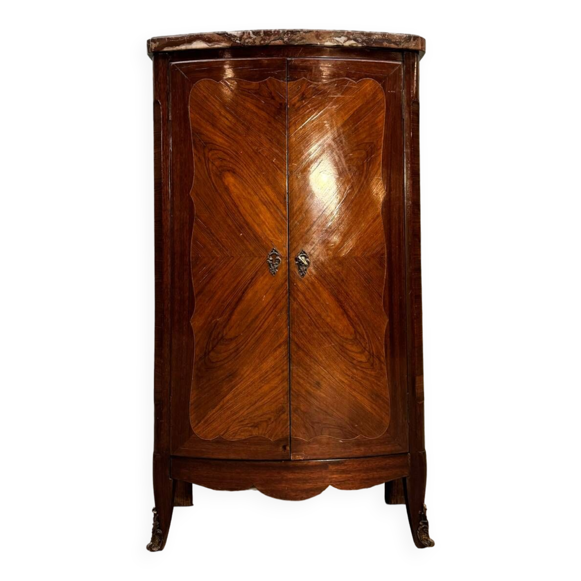 Meuble d’entre deux galbé en marqueterie d’époque louis xv xviii eme siècle