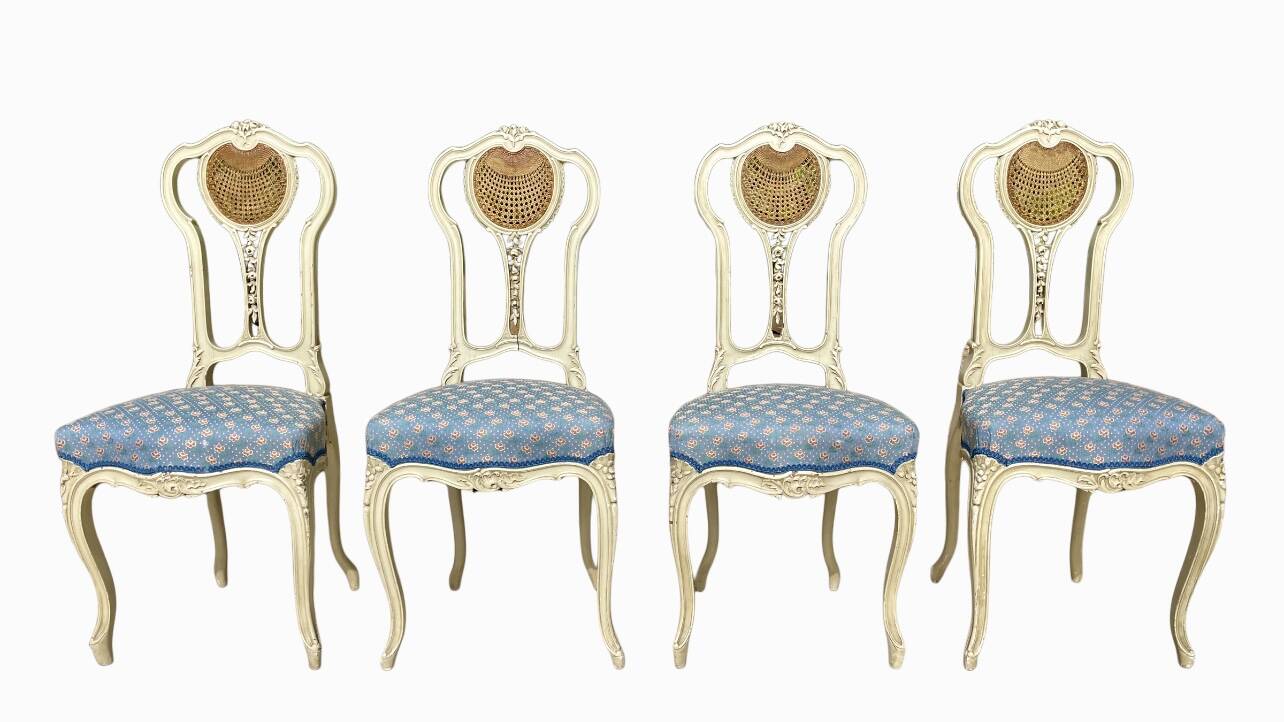 Set of 4 Louis XV style lacquered chairs