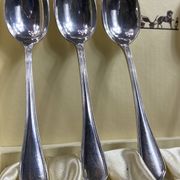 Complete set of 12 Louis XV style mocha spoons in silver-plated metal, Hermès