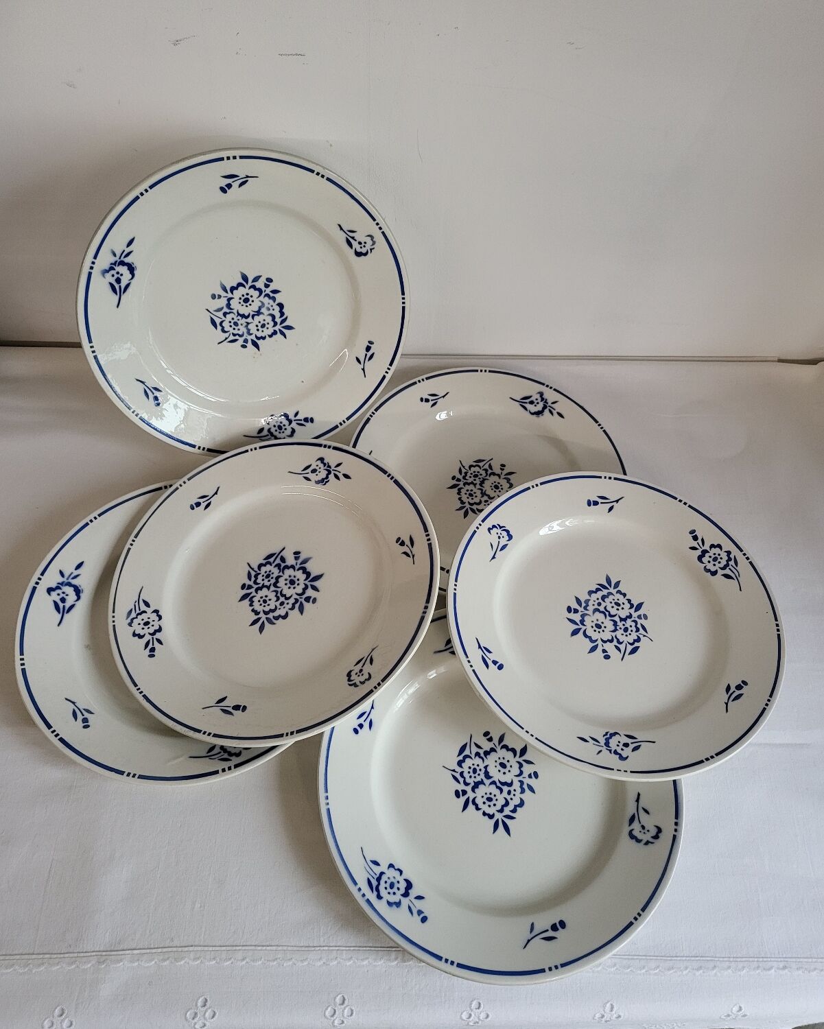 6 Flat Plates in earthenware Moulin des Loups & Hamage model Lucien