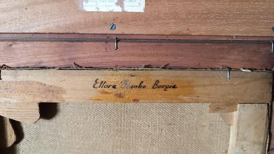 peinture à l'huile ancienne sur toile Ettore Cumbo Borgia fin 19ème siècle