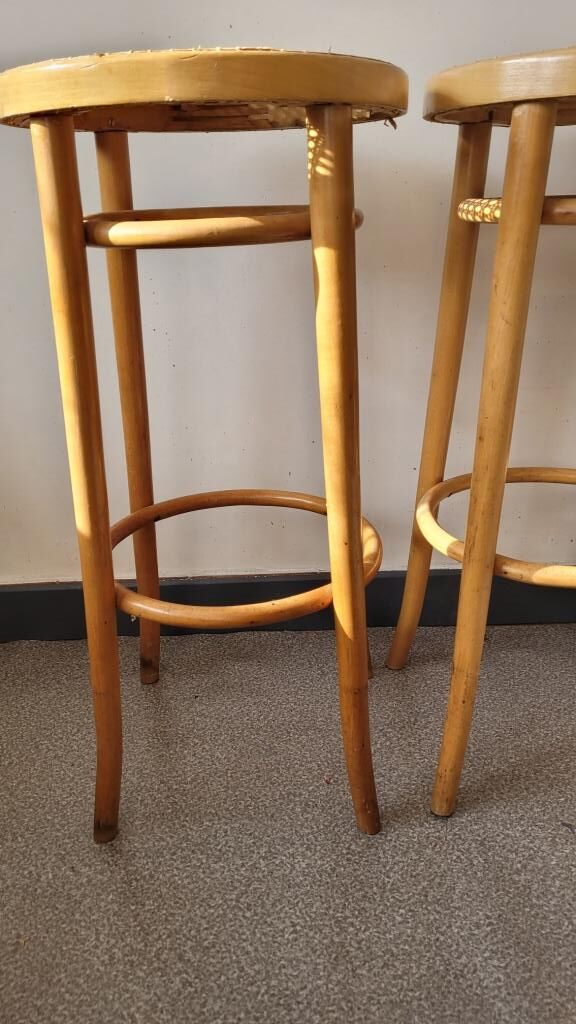 3 wooden bar stool and cannage