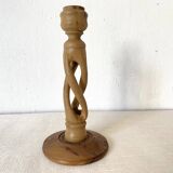 Carved olive wood candle holder