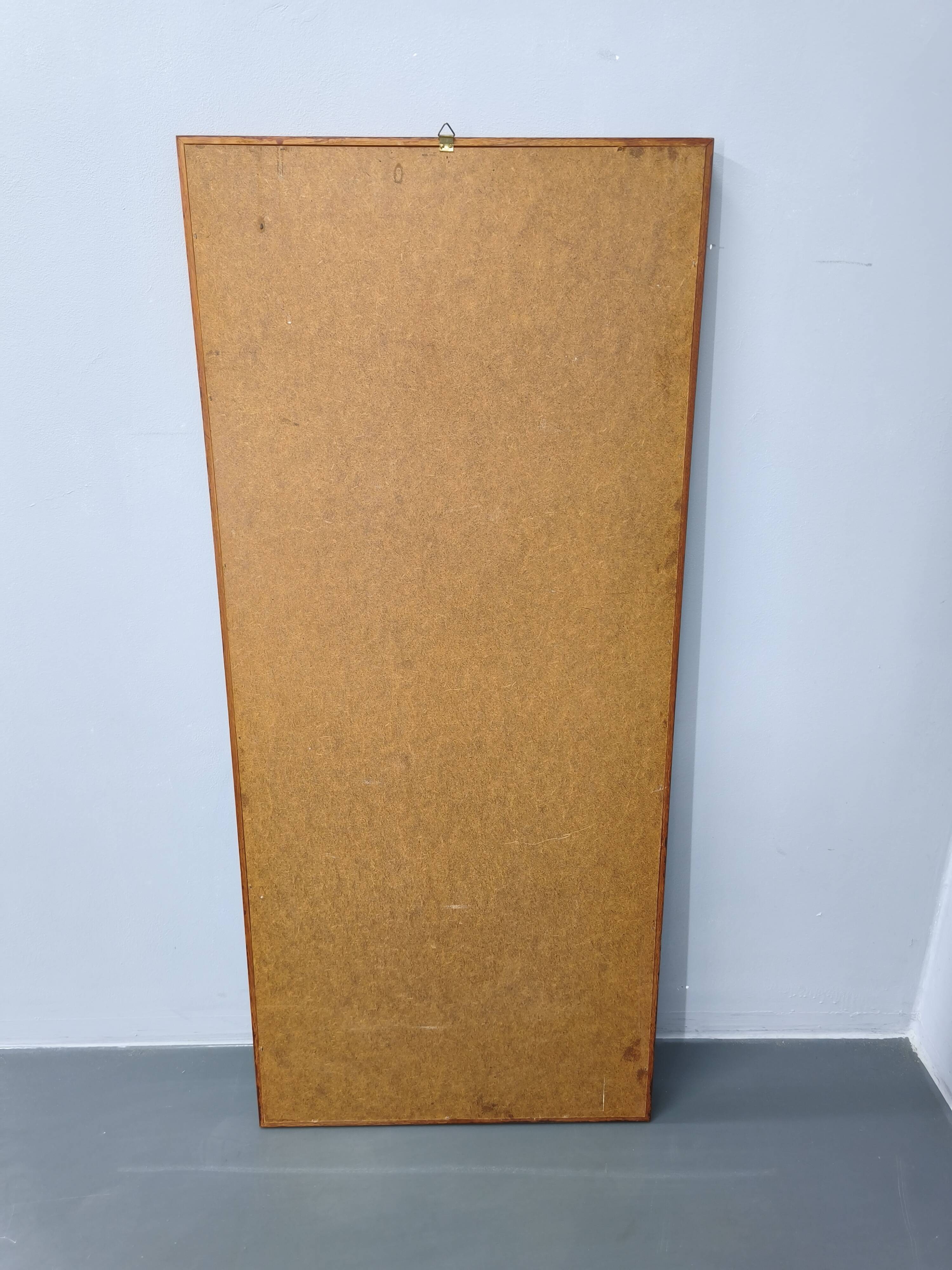 Danish Mid Century Teak Wall Mirror, Minimalist Frame, 1960s