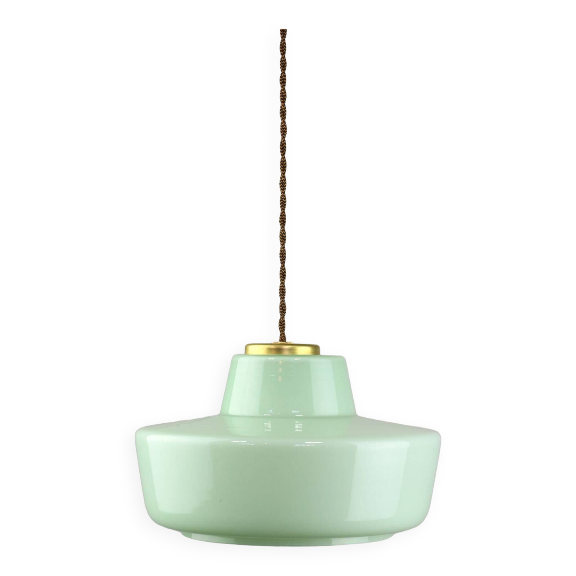 Mid-century italian glass & brass pendant lamp