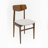 Set of Six Walnut-Stained Beech and Bouclè Fabric Dining Chairs, Denmark