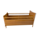 Vintage wooden baby cot and rattan strap