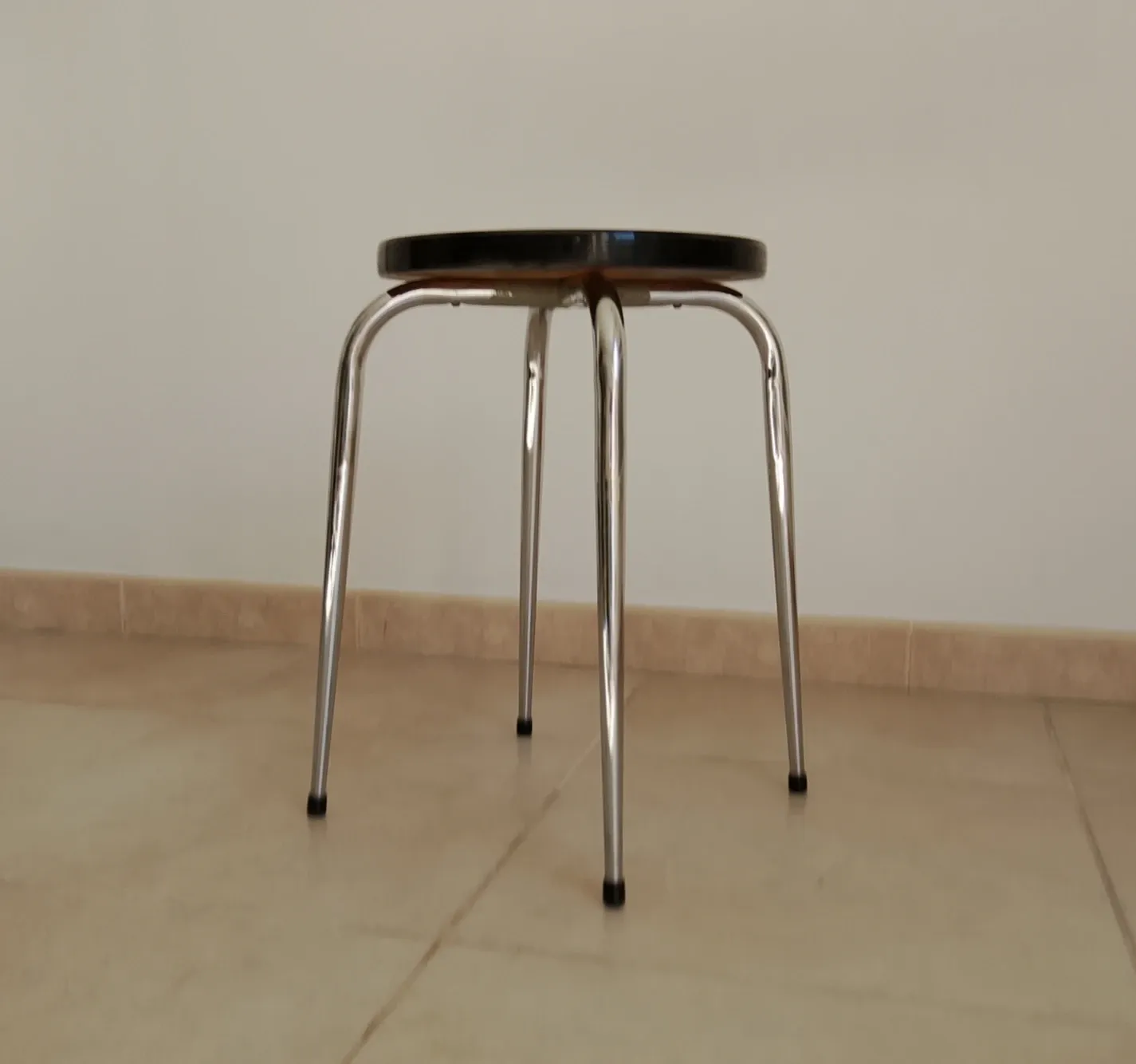 Tabouret rond vintage en formica années 70