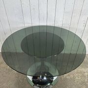 Table pied tulipe plateau verre fumé attribué à Gastone Rinaldi