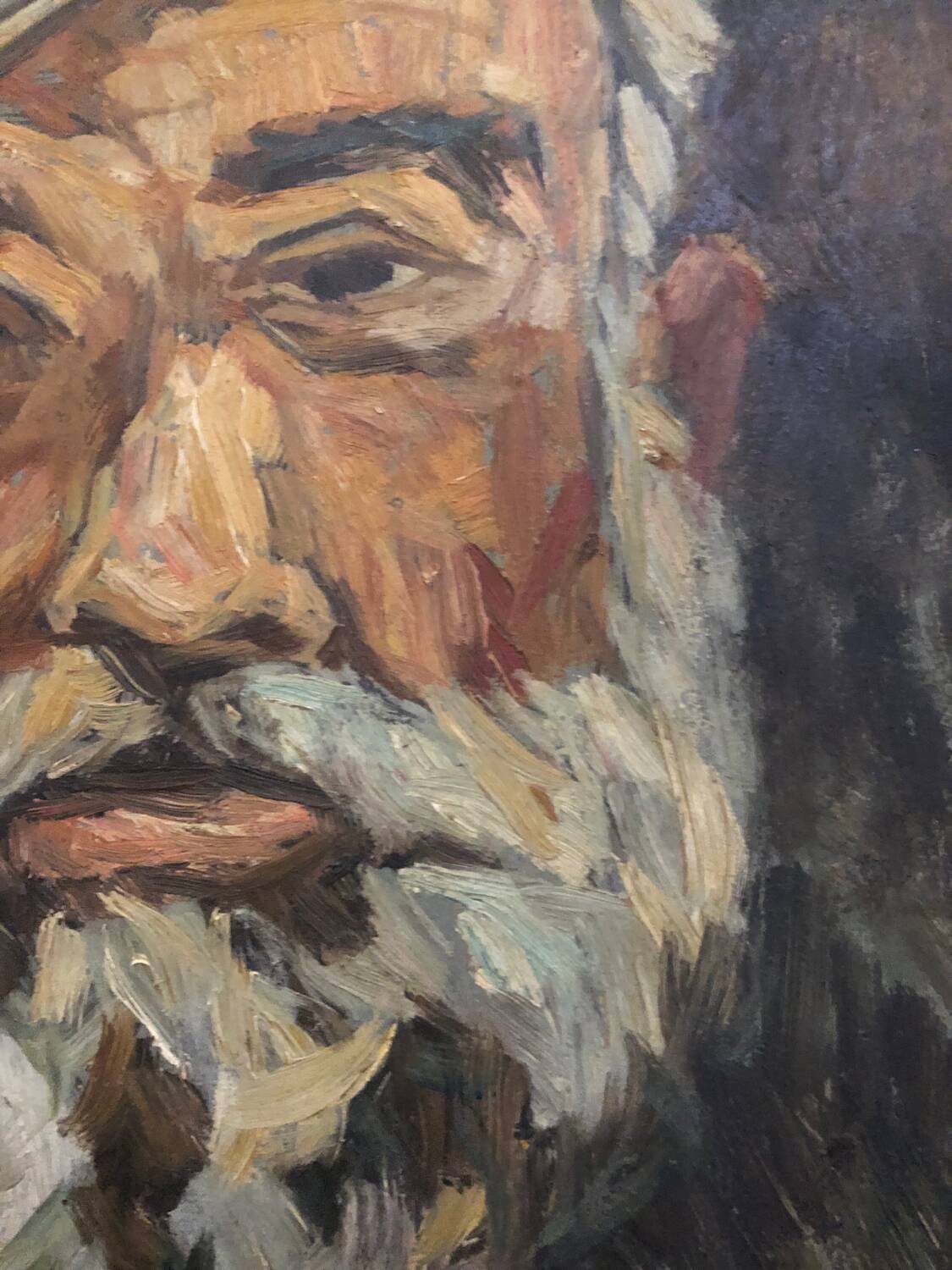 Oil on panel portrait of an old bearded man