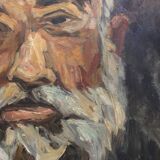 Oil on panel portrait of an old bearded man