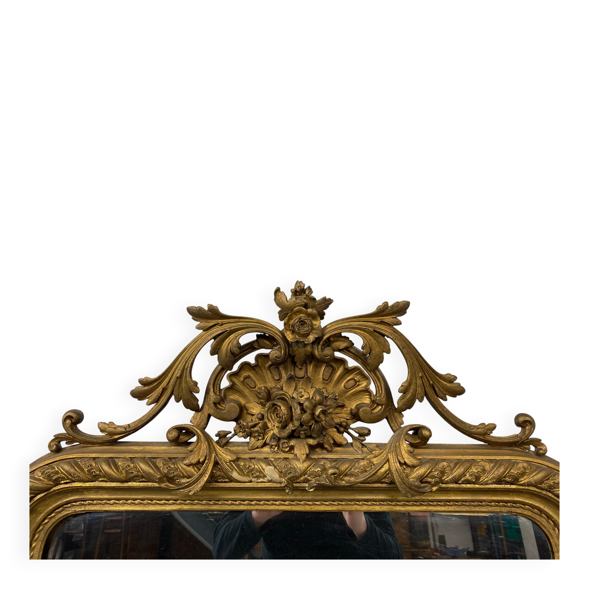 Large Rococo-style wall mirror, around 1850.