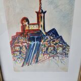 Pastel painting of Notre Dame de la Garde, Marseille. Signed JM (Signature at id)