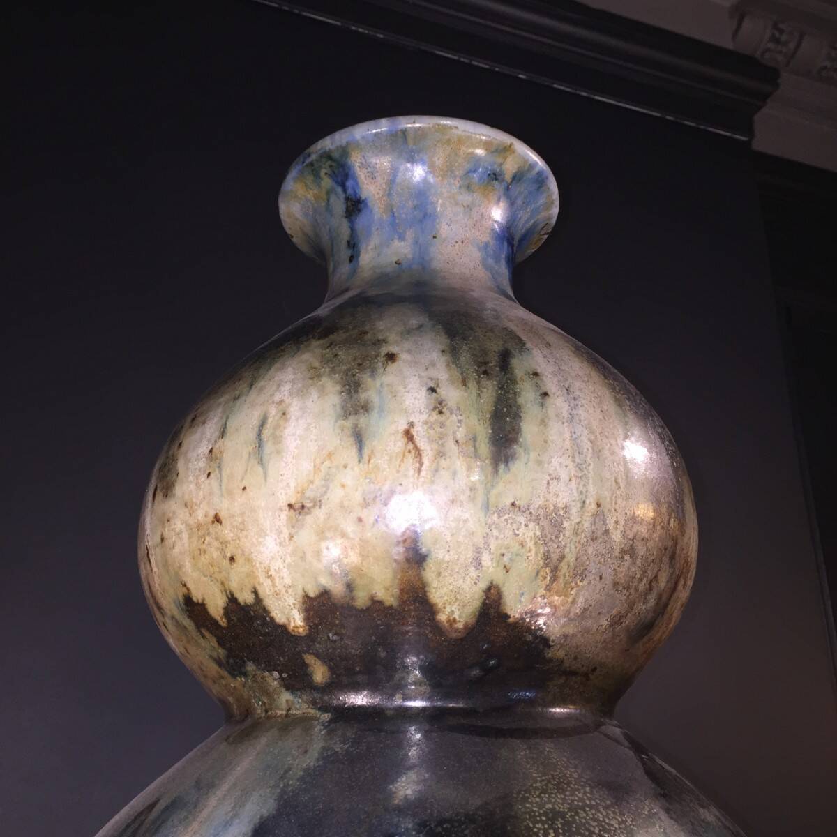 Roger Guerin, monumental trilobed vase, unique piece, 102 cm tall, salt-glazed stoneware