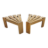 Ensemble de deux tables modulaires/latérales, Dittman, chêne, Pays-Bas, années 1970.