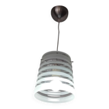 70's pendant light, partially sandblasted molded glass