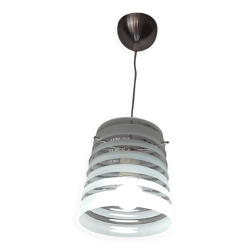 70's pendant light, partially sandblasted molded glass