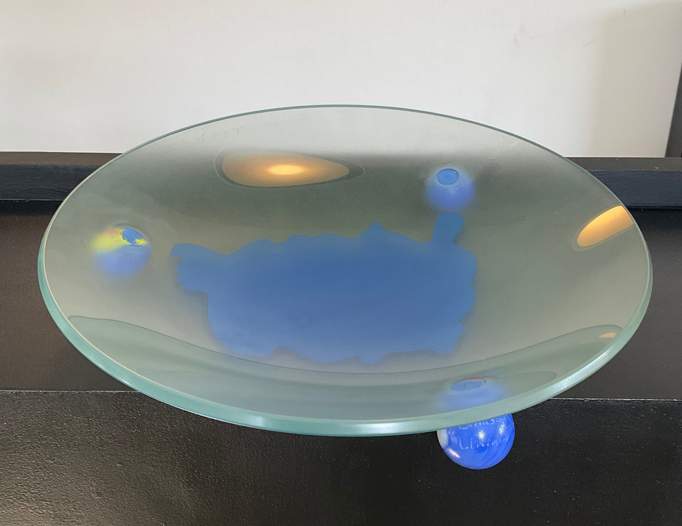 Empty vintage pocket in frosted glass signed