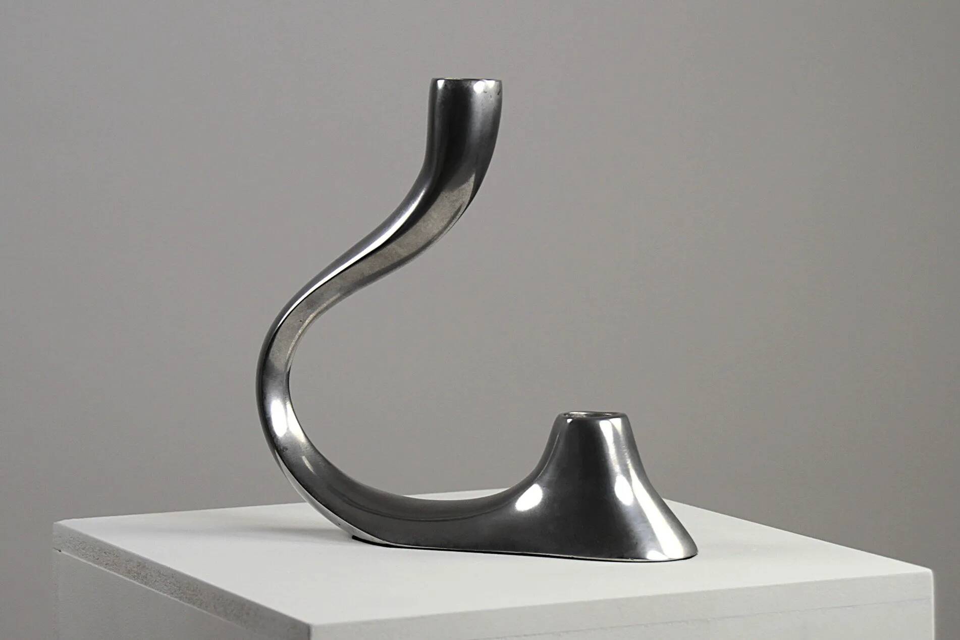 Cast Aluminium Two-Light Candle Holder – Sweden, 1970s