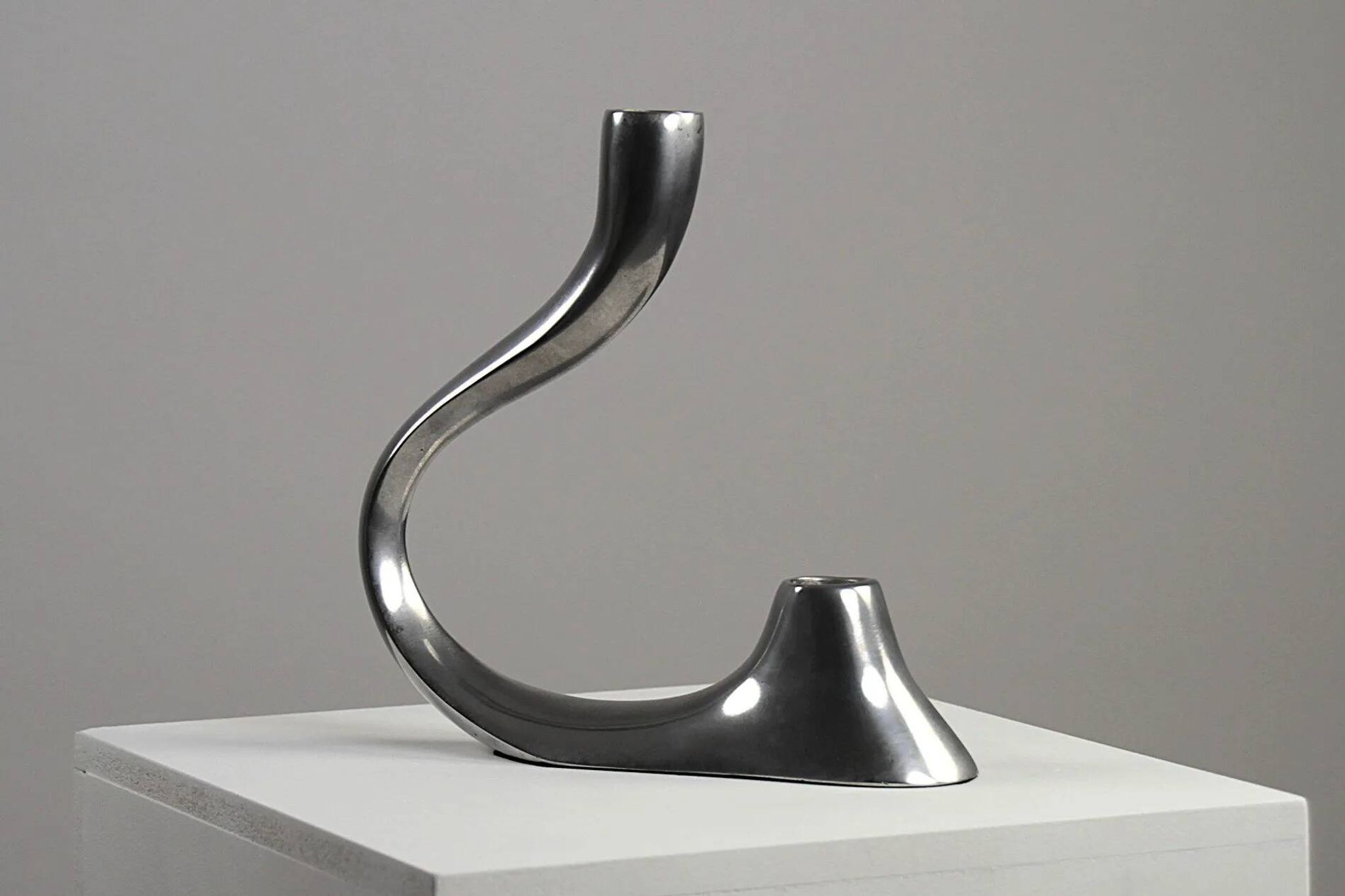 Cast Aluminium Two-Light Candle Holder – Sweden, 1970s