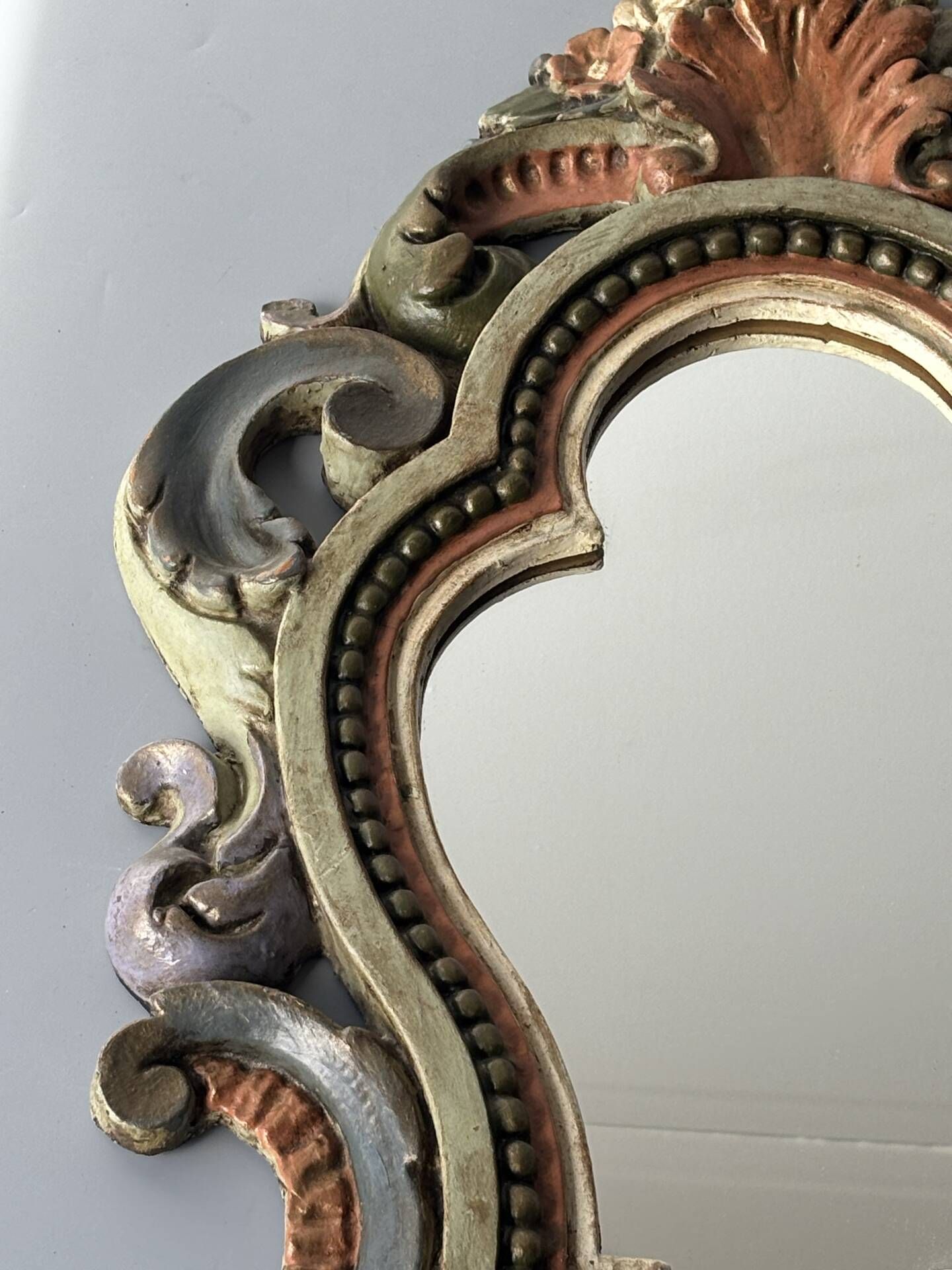 Miroir florentin vintage polychrome – Italie, années 1950
